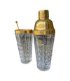 Mid century Val Saint Lambert crystal and gold cocktail shaker set with jug - 1960s