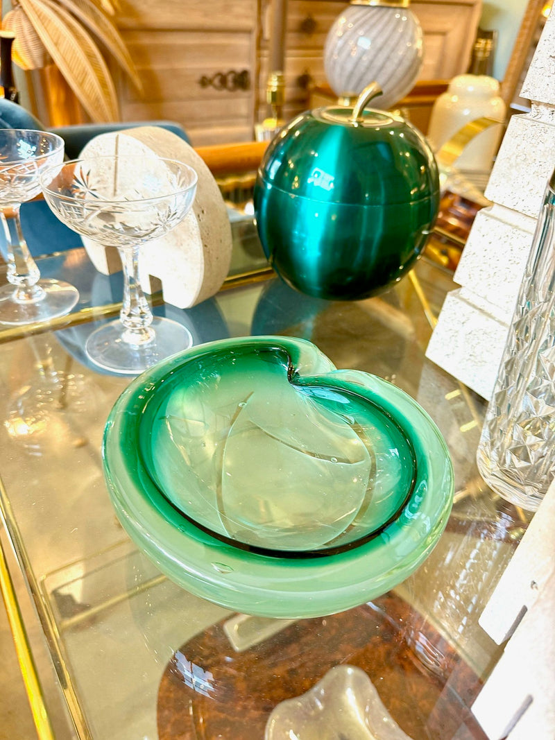 Mid century Green Murano glass ashtray bowl - 1960s - Italian