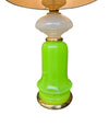 Mid century table lamps Murano glass opaline lime green white and pastel yellow by Gino Cenedese