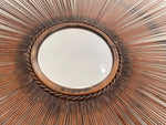 Mid Century Curtis Jere Copper sun burst mirror with rope twist detail