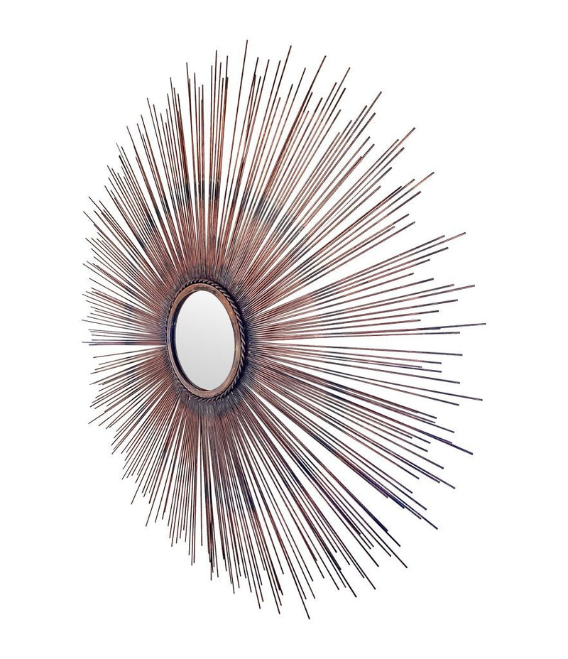 Mid Century Curtis Jere Copper sun burst mirror with rope twist detail
