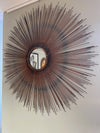 Mid Century Curtis Jere Copper sun burst mirror with rope twist detail
