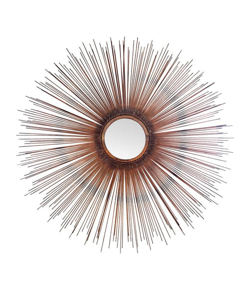 Mid Century Curtis Jere Copper sun burst mirror with rope twist detail