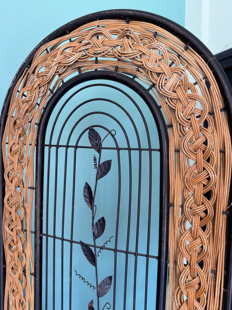 Vintage room divider screen woven rattan French 1970s - Mid Century Furniture