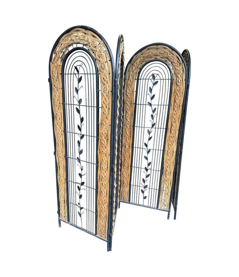 Vintage room divider screen woven rattan French 1970s - Mid Century Furniture