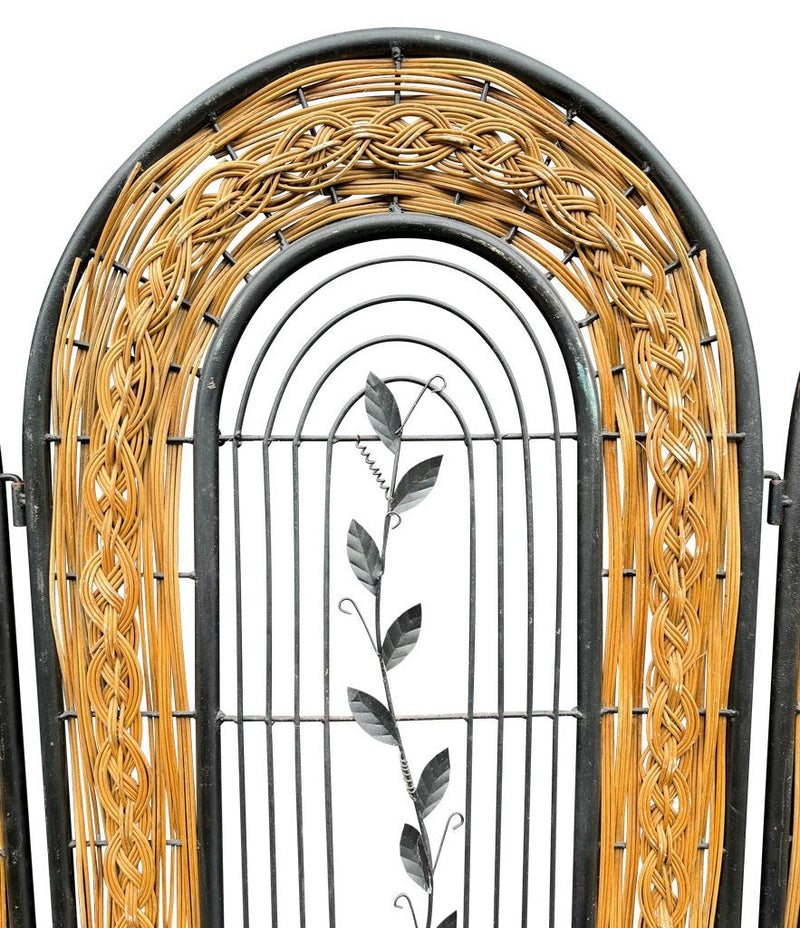 Vintage room divider screen woven rattan French 1970s - Mid Century Furniture