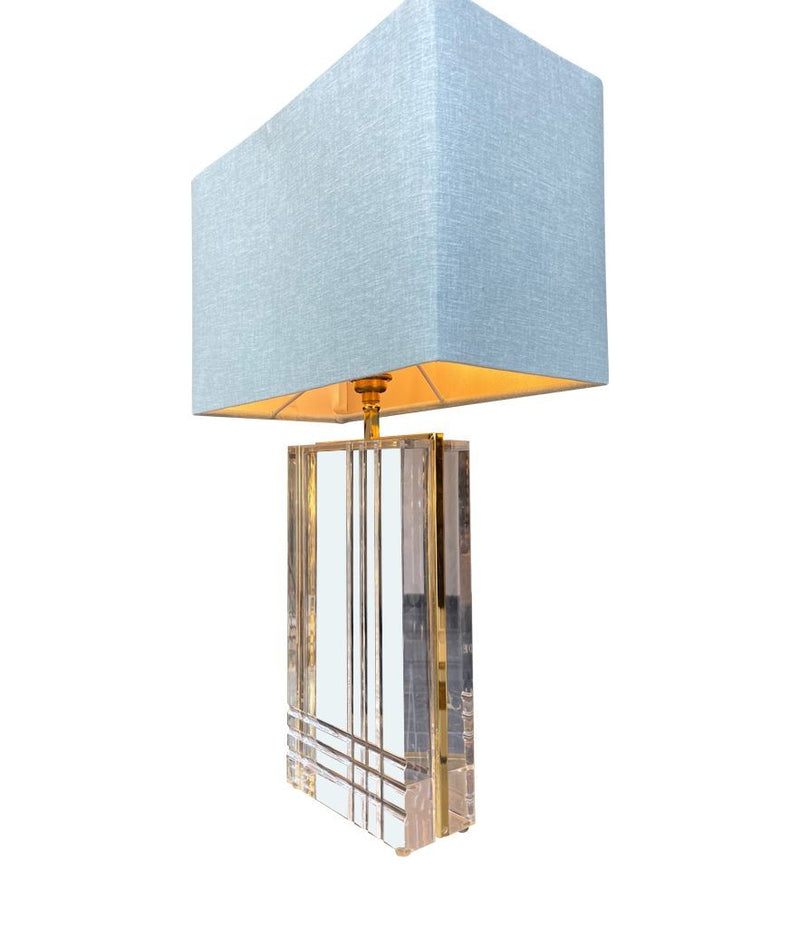 Mid Century table lamps 1970s Italian, gilt metal & lucite.