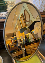 Mid Century Mirror Oval with brass frame and bronzed mirror plate Italian