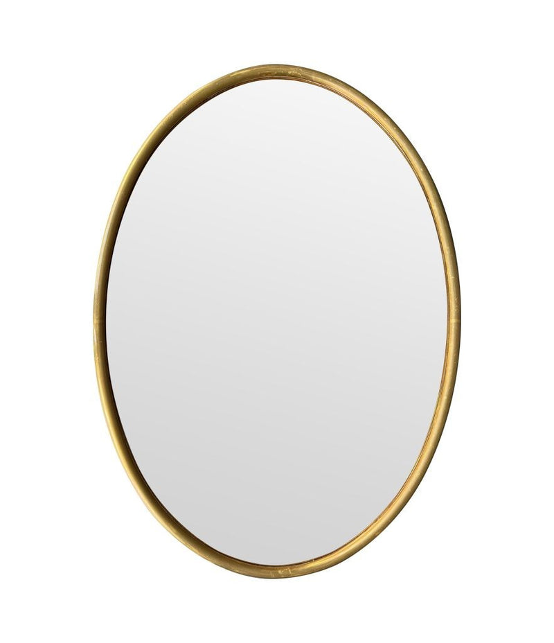Mid Century Mirror Oval with brass frame and bronzed mirror plate Italian