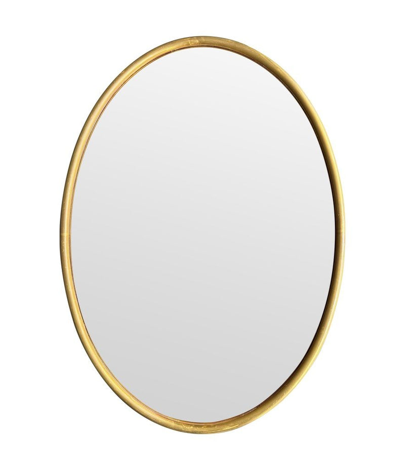 Mid Century Mirror Oval with brass frame and bronzed mirror plate Italian