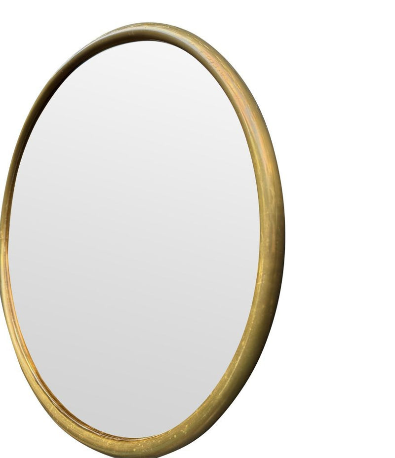 Mid Century Mirror Oval with brass frame and bronzed mirror plate Italian