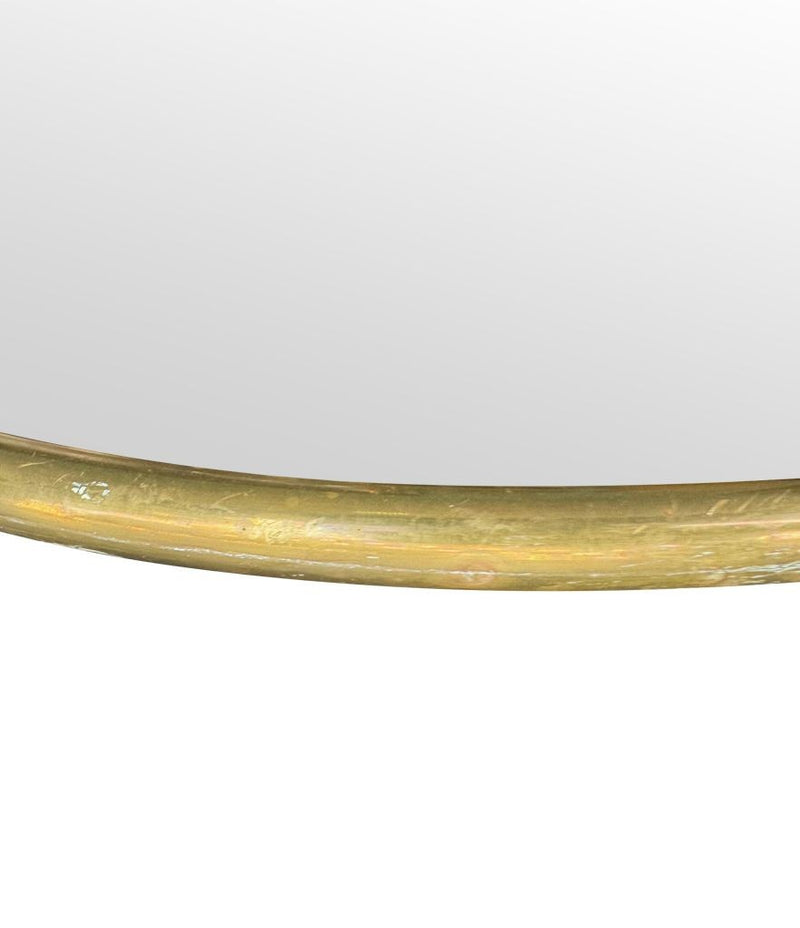 Mid Century Mirror Oval with brass frame and bronzed mirror plate Italian