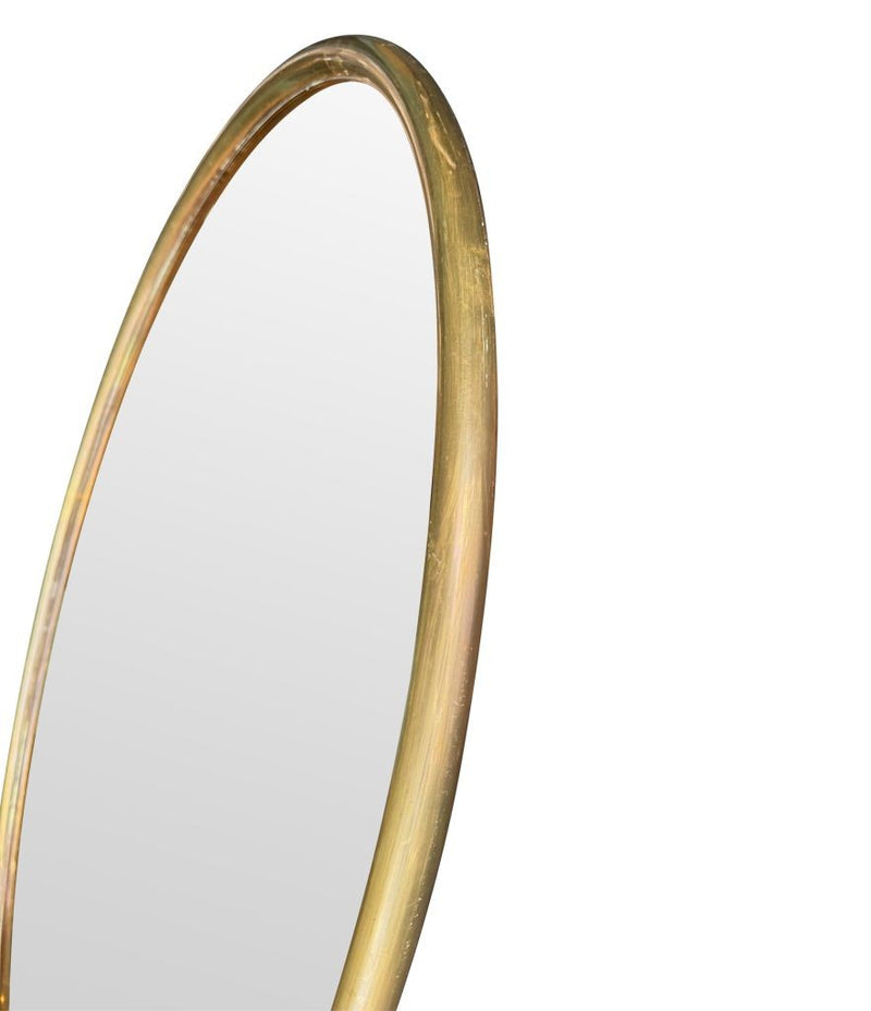 Mid Century Mirror Oval with brass frame and bronzed mirror plate Italian
