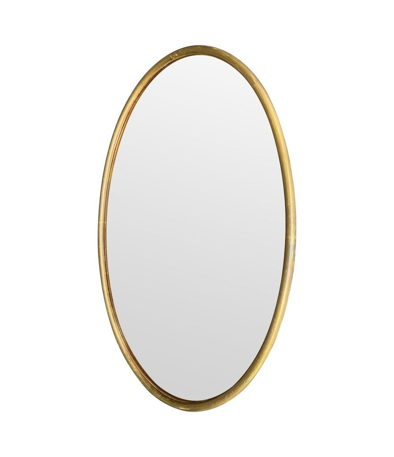 Mid Century Mirror Oval with brass frame and bronzed mirror plate Italian