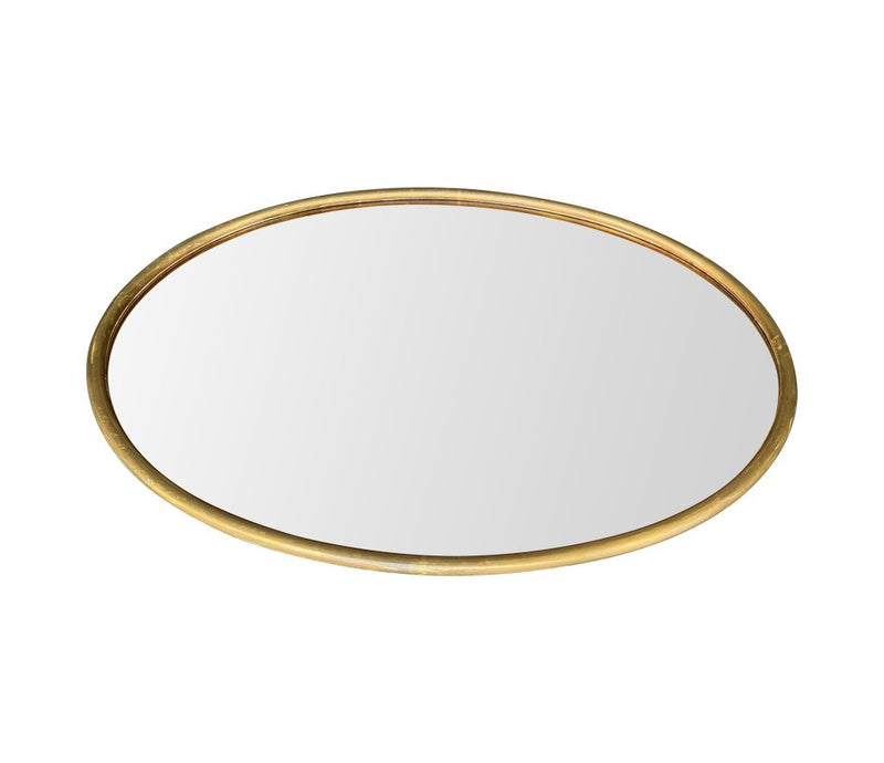 Mid Century Mirror Oval with brass frame and bronzed mirror plate Italian