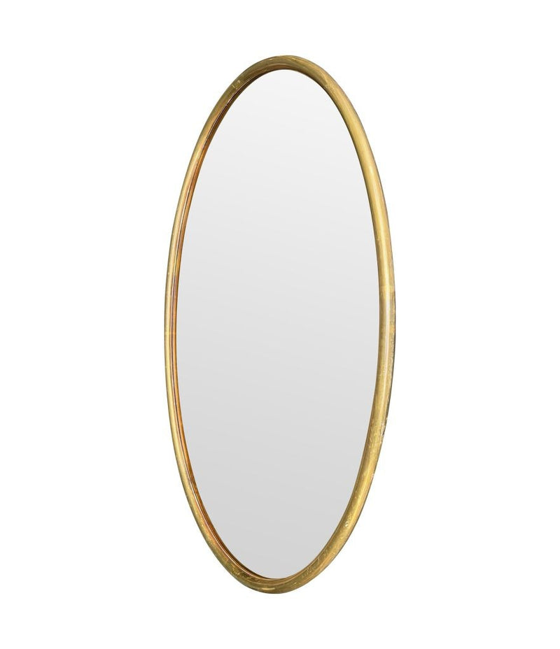 Mid Century Mirror Oval with brass frame and bronzed mirror plate Italian