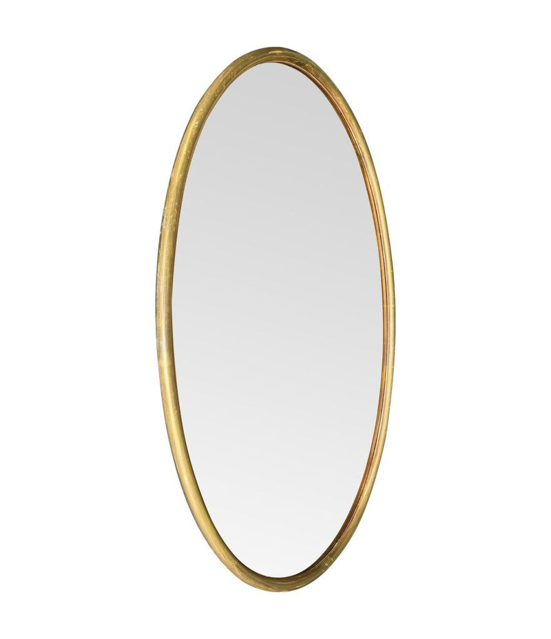 Mid Century Mirror Oval with brass frame and bronzed mirror plate Italian