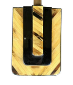Mid century wall sconces lacquered marquetry bone and brass Italian 1970s