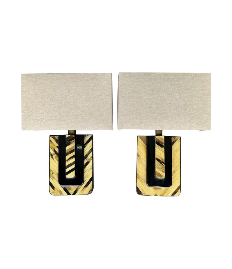 Mid century wall sconces lacquered marquetry bone and brass Italian 1970s