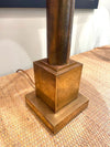 Mid Century Maison Charles table lamp - column modern - with original bronze shade - 1970s