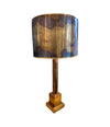 Mid Century Maison Charles table lamp - column modern - with original bronze shade - 1970s