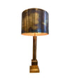 Mid Century Maison Charles table lamp - column modern - with original bronze shade - 1970s