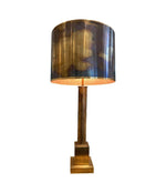 Mid Century Maison Charles table lamp - column modern - with original bronze shade - 1970s