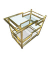 Mid century Romeo Rega Italian gilt metal bar trolley with smoked glass shelves