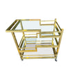 Mid century Romeo Rega Italian gilt metal bar trolley with smoked glass shelves