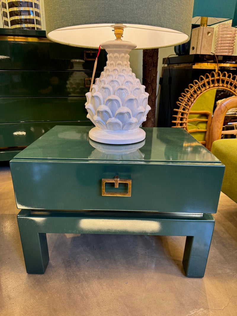 Mid century side tables green lacquered by Guy Lefevre for Maison Jansen 1970s - Mid century furniture London
