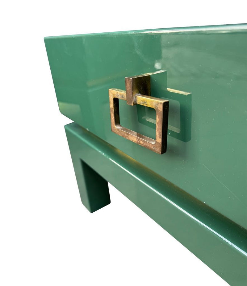 Mid century side tables green lacquered by Guy Lefevre for Maison Jansen 1970s - Mid century furniture London