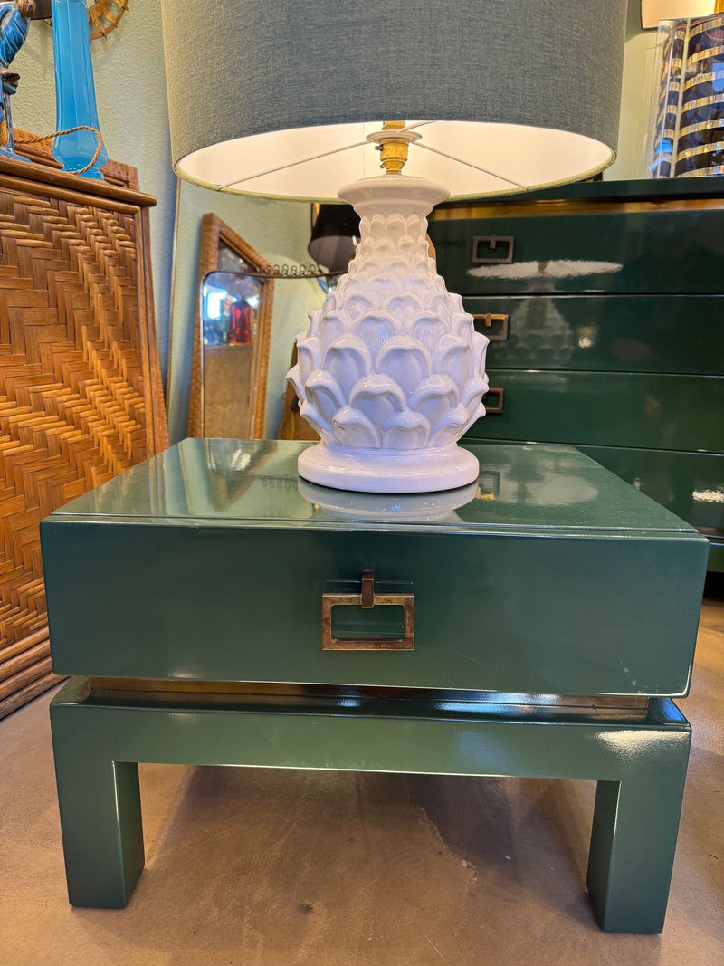 Mid century side tables green lacquered by Guy Lefevre for Maison Jansen 1970s - Mid century furniture London