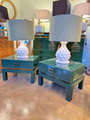 Mid century side tables green lacquered by Guy Lefevre for Maison Jansen 1970s - Mid century furniture London