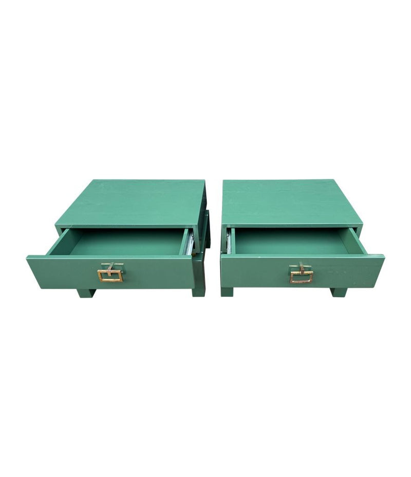 Mid century side tables green lacquered by Guy Lefevre for Maison Jansen 1970s - Mid century furniture London