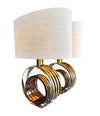 Mid century table lamps pinky bronze lucite and brass by Romeo Rega