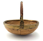 1970s woven bamboo and brass bowl in the style of Gabriella Crespi - Italian