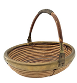 1970s woven bamboo and brass bowl in the style of Gabriella Crespi - Italian