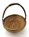 1970s woven bamboo and brass bowl in the style of Gabriella Crespi - Italian