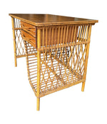 Mid Century woven bamboo desk Italian by Bonacina with two drawers - Mid Century Furniture