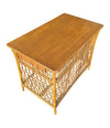 Mid Century woven bamboo desk Italian by Bonacina with two drawers - Mid Century Furniture