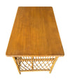 Mid Century woven bamboo desk Italian by Bonacina with two drawers - Mid Century Furniture