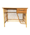 Mid Century woven bamboo desk Italian by Bonacina with two drawers - Mid Century Furniture