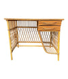 Mid Century woven bamboo desk Italian by Bonacina with two drawers - Mid Century Furniture