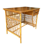 Mid Century woven bamboo desk Italian by Bonacina with two drawers - Mid Century Furniture