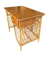 Mid Century woven bamboo desk Italian by Bonacina with two drawers - Mid Century Furniture