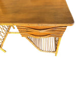 Mid Century woven bamboo desk Italian by Bonacina with two drawers - Mid Century Furniture