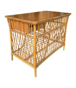 Mid Century woven bamboo desk Italian by Bonacina with two drawers - Mid Century Furniture