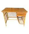 Mid Century woven bamboo desk Italian by Bonacina with two drawers - Mid Century Furniture