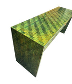 Mid Century console table woven green rattan by Vivai Del Sud