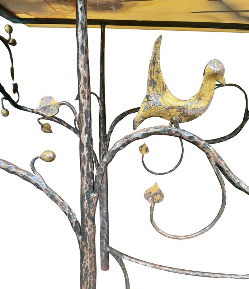 Mid Century console table wrought iron with solid marble top - Mid Century Furniture